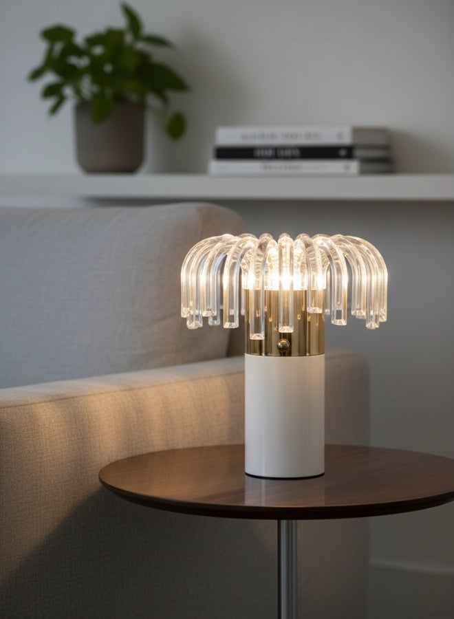 Crystal LED Touch Table Lamp – Portable and USB Rechargeable Table Lamp with Adjustable Brightness Levels (White, Neutral, Warm Light), Perfect for Bedroom, Living Room, Office, Patio, and Balcony, Stylish and Modern Design, 1200mA Battery, 7W Power, Long Lifespan up to 10,000 Hours, Size 16.5x16.5x19 cm - Image 4